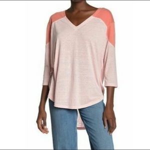 We The Free By Free People Major Leagues 3/4 Sleeve Colorblock Tee, NWT Sz XS
